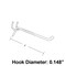 Azar Displays 4 in L Metal Wire Hook, 0.148 in Dia, 1.75 in H, 1.25 in W, PK50 700884 - alternate 2